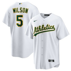Nike Oakland Athletics #5 Jacob Wilson White Stitched Jersey