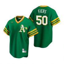 Nike Oakland Athletics #50 Mike Fiers Green Cooperstown Collection Game Authentic Stitched MLB Jersey