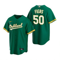 Nike Oakland Athletics #50 Mike Fiers Green Game Authentic Stitched MLB Jerseys