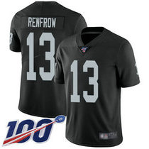 Nike Oakland Raiders #13 Hunter Renfrow With NFL 100th Season Patch Black Vapor Untouchable Limited Authentic Stitched NFL Jersey
