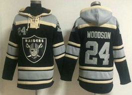 Nike Oakland Raiders #24 Charles Woodson (Name Number Team Logo) Stitched Black NFL Hoodie