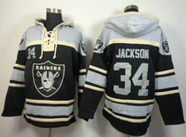 Nike Oakland Raiders #34 Bo Jackson Black (Name Number Team Logo) Stitched Sawyer Hooded Sweatshirt NFL Hoodie