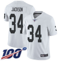 Nike Oakland Raiders #34 Bo Jackson With NFL 100th Season Patch White Vapor Untouchable Authentic Stitched NFL jersey