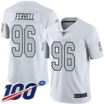 Nike Oakland Raiders #96 Clelin Ferrell 100th Season White Rush 2019 NFL Draft First Round Pick Limited Authentic Stitched NFL Jersey