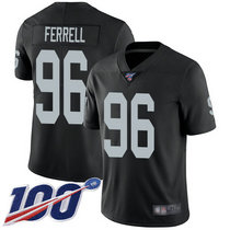 Nike Oakland Raiders #96 Clelin Ferrell With NFL 100th Season Patch Black Vapor Untouchable Authentic Stitched NFL jersey