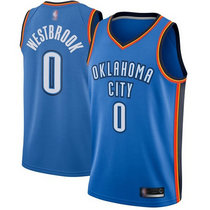 Nike Oklahoma City Thunder #0 Russell Westbrook Blue Game Authentic Stitched NBA jersey