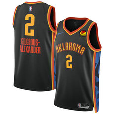 Nike Oklahoma City Thunder #2 Shai Gilgeous-Alexander Black 2024-25 City Stitched NBA Jersey