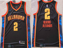Nike Oklahoma City Thunder #2 Shai Gilgeous-Alexander Black 2024-25 City Stitched NBA Jersey