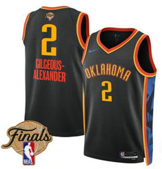 Nike Oklahoma City Thunder #2 Shai Gilgeous Alexander Black 2025 Finals Patch NBA Jersey