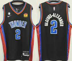 Nike Oklahoma City Thunder #2 Shai Gilgeous Alexander City 6 Patch 22-23 With Advertising Authentic Stitched NBA Jersey