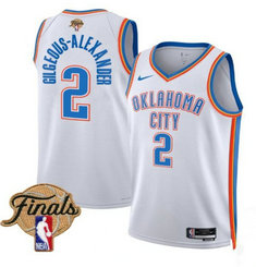 Nike Oklahoma City Thunder #2 Shai Gilgeous Alexander White 2025 Finals Patch NBA Jersey