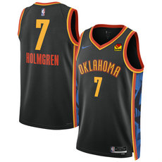 Nike Oklahoma City Thunder #7 Chet Holmgren Black 2024-25 City Stitched NBA Jersey