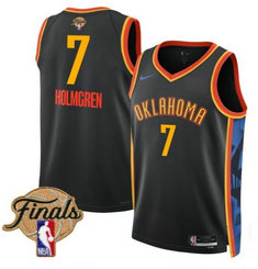 Nike Oklahoma City Thunder #7 Chet Holmgren Black 2025 Finals Patch NBA Jersey