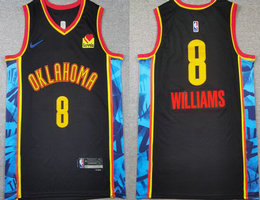 Nike Oklahoma City Thunder #8 Jalen Williams Black 2024-25 City With Advertising Stitched NBA Jersey