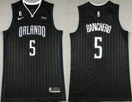 Nike Orlando Magic #5 Mohamed banchero Black City 6 Patch 2022-23 With Advertising Authentic Stitched NBA Jersey