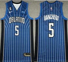 Nike Orlando Magic #5 Mohamed banchero Blue 6 Patch 2022-23 With Advertising Authentic Stitched NBA Jersey