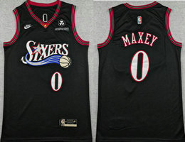 Nike Philadelphia 76ers #0 Tyrese Maxey Black 2026 Classic With Advertising Jersey