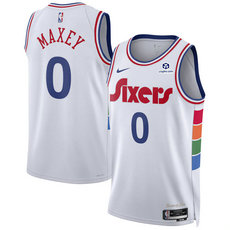Nike Philadelphia 76ers #0 Tyrese Maxey White 2024-25 City Stitched NBA Jersey