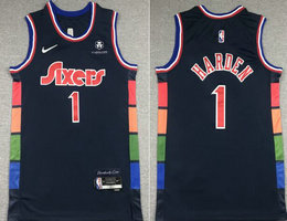 Nike Philadelphia 76ers #1 James Harden City 75th anniversary With Advertising Authentic Stitched NBA jersey