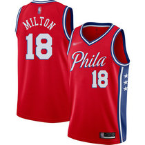 Nike Philadelphia 76ers #18 Shake Milton Red Game Authentic Stitched NBA jersey