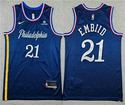 Nike Philadelphia 76ers #21 Joel Embiid 2026 Navy City NBA Jersey