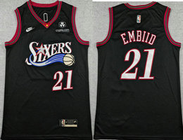 Nike Philadelphia 76ers #21 Joel Embiid Black 2026 Classic With Advertising Jersey