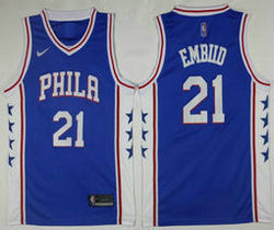 Nike Philadelphia 76ers #21 Joel Embiid Blue Game Authentic Stitched NBA jersey