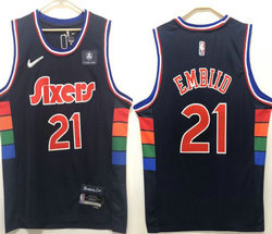 Nike Philadelphia 76ers #21 Joel Embiid City 75th anniversary With Advertising Authentic Stitched NBA jersey