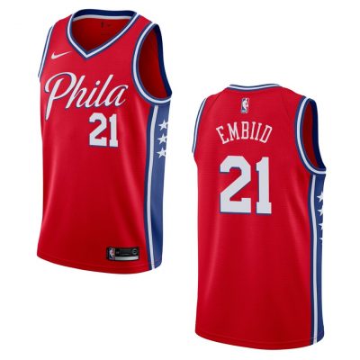 Nike Philadelphia 76ers #21 Joel Embiid Red Game Authentic Stitched NBA Jersey