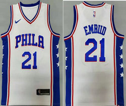 Nike Philadelphia 76ers #21 Joel Embiid White Authentic Stitched NBA Jersey