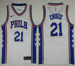 Nike Philadelphia 76ers #21 Joel Embiid White Game Authentic Stitched NBA jersey