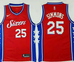 Nike Philadelphia 76ers #25 Ben Simmons Red Blue Game Authentic Stitched NBA jersey