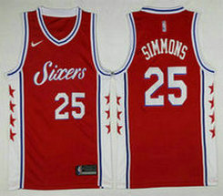 Nike Philadelphia 76ers #25 Ben Simmons Red Game Authentic Stitched NBA jersey