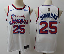 Nike Philadelphia 76ers #25 Ben Simmons White Game 19-20 Hardwood Classics With Advertising Authentic Stitched NBA Jersey