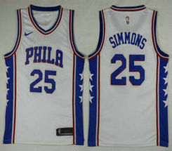 Nike Philadelphia 76ers #25 Ben Simmons White Game Authentic Stitched NBA jersey