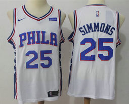 Nike Philadelphia 76ers #25 Ben Simmons White Game With Advertising Authentic Stitched NBA Jersey