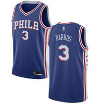 Nike Philadelphia 76ers #3 Dana Barros Blue Game Authentic Stitched NBA jersey