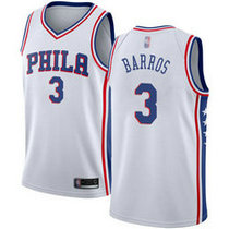 Nike Philadelphia 76ers #3 Dana Barros White Game Authentic Stitched NBA Jersey