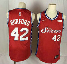 Nike Philadelphia 76ers #42 Al Horford Red Game With Advertising Authentic Stitched NBA jersey