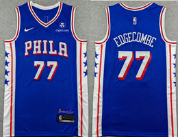Nike Philadelphia 76ers #77 V. J. Edgecombe Blue With Advertising Jersey