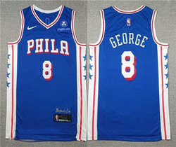 Nike Philadelphia 76ers #8 Paul George Blue With Advertising Authentic Stitched NBA Jersey