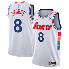 Nike Philadelphia 76ers #8 Paul George White 2024-25 City Stitched NBA Jersey