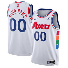 Nike Philadelphia 76ers Active Player Custom White 2024-25 City Stitched NBA Jersey