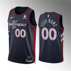 Nike Philadelphia 76ers Custom 2024 Navy City Stitched NBA Jersey