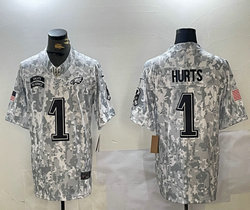 Nike Philadelphia Eagles #1 Jalen Hurts 2024 Salute to Service Authentic Stitched NFL Jersey