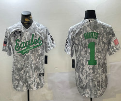 Nike Philadelphia Eagles #1 Jalen Hurts 2024 Salute to Service Joint baseball Jersey