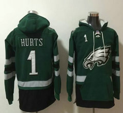 Nike Philadelphia Eagles #1 Jalen Hurts All Stitched Hooded Sweatshirt