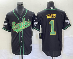 Nike Philadelphia Eagles #1 Jalen Hurts Black Joint 2(II) Authentic Stitched baseball jersey