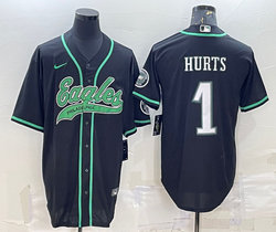 Nike Philadelphia Eagles #1 Jalen Hurts Black Joint Authentic Stitched baseball jersey