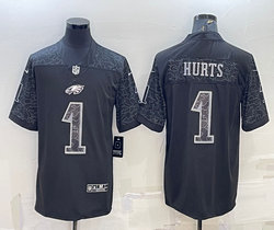 Nike Philadelphia Eagles #1 Jalen Hurts Black Reflective Authentic Stitched NFL jersey